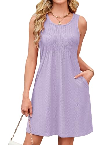 Image of Kikibell Womens Summer Casual A-Line Boho Beach Vacation Sundress Short Dresses Coverup Purple 2XL