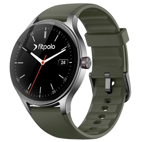 Image of Fitpolo Smart Watch for Men Women Android iPhone, 1.57'' HD Fitness Tracker with Bluetooth Call & Answer, IP68 Waterproof, Heart Rate /SpO2 /Sleep Monitor, Built-in AI Voice, 105+ Sports Modes (Green)