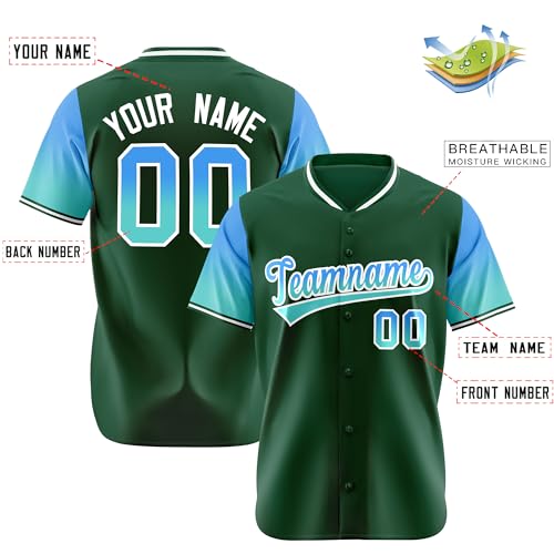 Camiseta de béisbol personalizada de manga corta con diseño degradado y nombres, números y logo para adultos, jóvenes y niños miniatura 2