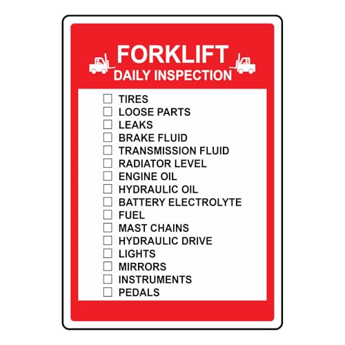Forklift Daily Inspection Sign Metal Sign 12x16 Inch for Garage