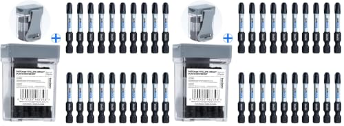 Image of toolant PH3 Phillips Impact Bit Set, 2 Inch, 20-Piece, Magnetic (Pack of 2)