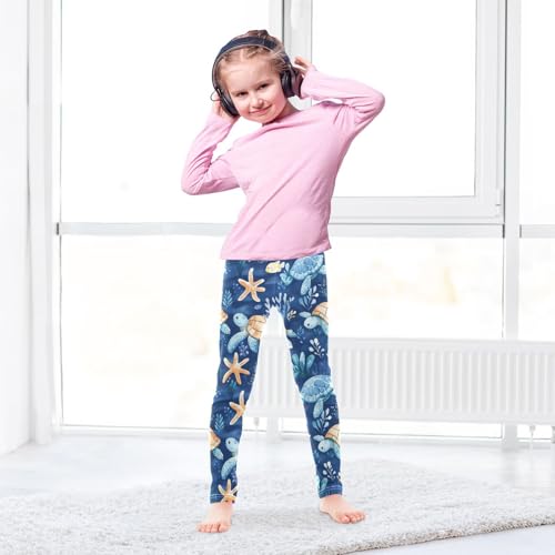 Fish Watercolor Turtles Starfish Girls Leggings Kids Yoga Pants Dance Active Tights 4T4