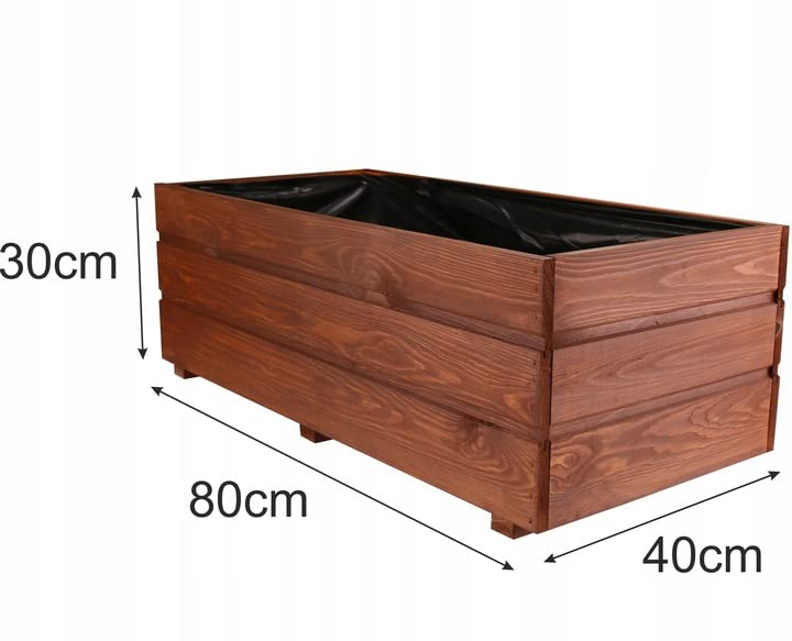 FKL DESIGN Pflanzkasten D25 Aus Holz Mit Plastikeinsatz - 44 Cm, Palisander, Fertig Montiert Für Garten & Terrasse
