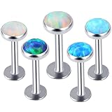 TIANCI FBYJS 5PCS 16G Fire Opal Lip Ring Piercing Kit Stainless Steel Tragus Helix Earrings Cartilag