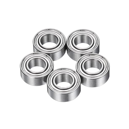 sourcing map 5pcs MR105ZZ Deep Groove Ball Bearings 5x10x4mm Chrome Steel Miniature Bearing Double Shielded Precision Bearings, P5 (ABEC 5)