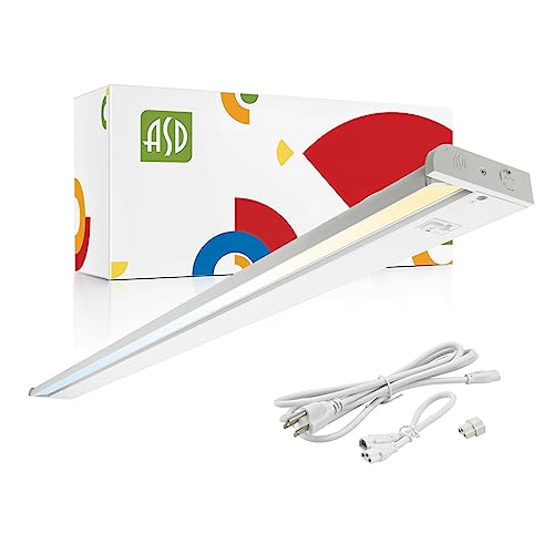 ASD Swivel LED Under Cabinet Lighting, 48 Inch 24W, Hardwired or Plug-in, 2700K/3000K/4000K, Hi/Low Switch, Rotatable Lens, Dimmable Linkable Under Counter Light for Kitchen, ETL & Energy Star