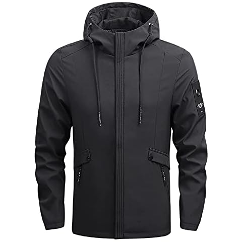 YWASYA mens hoodie,mens windbreaker jackets lightweight waterproof jackets for men with hood long sleeve hoodies for men zip up black hoodie oversized hoodie, XX-Large Cover