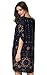 ARANEE Sexy Women Floral 3/4 Sleeve V-Neck Beach Boho Casual Mini Dress Navy Blue