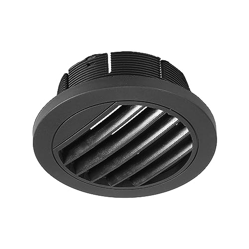 Unifizz Car Universal Black Heater Ducting Warm Air Vent Deflector Outlet Louvered for Auto Yacht Round Flat Type 90mm