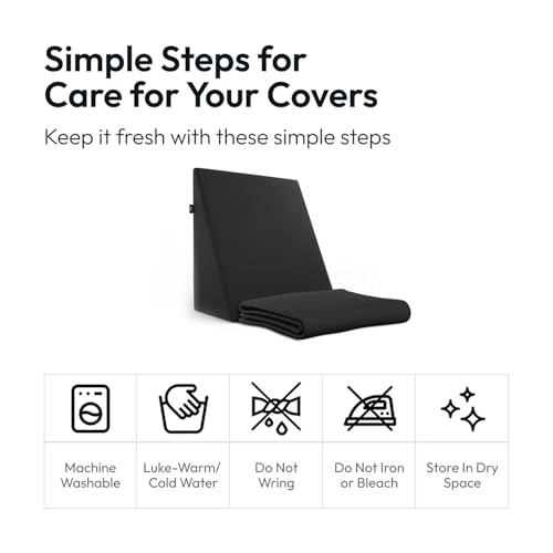 Image of Frido Wedge Plus Cushion Cover | Ultrasoft, Breathable & Cool Pillow Cover | Aesthetic Pillow Cover for Home | Durable & Machine Washable | Black