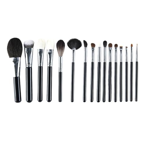 Pinceles de Maquillaje Juego portátil de 16 brochas maquillaje con puntas finas y ligeras Profesionales(Schwarz)