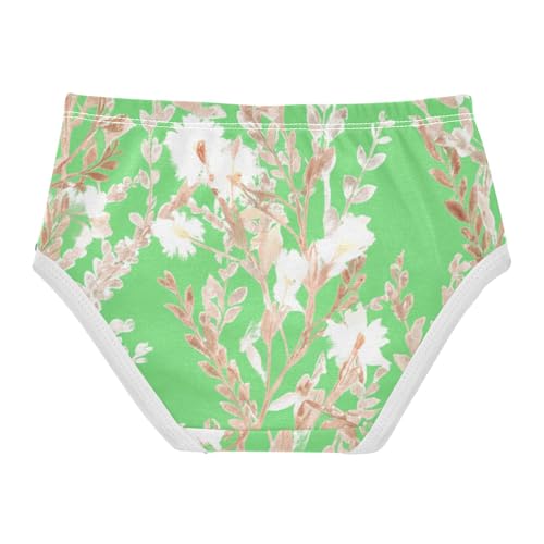 Pattern Girls Underwear Toddler 2t Cotton Panties for Girl Watercolor Floral Green Briefs Kids Undies2