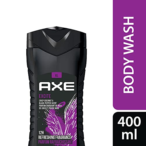 Axe Excite 3 In 1 Body, Face & Hair Wash For Men, Long-Lasting Refreshing Crisp Coconut & Black Pepper Fragrance For Upto 12Hrs, Natural Origin Ingredients, Removes Odor & Bacteria, No Paraben, 400ml