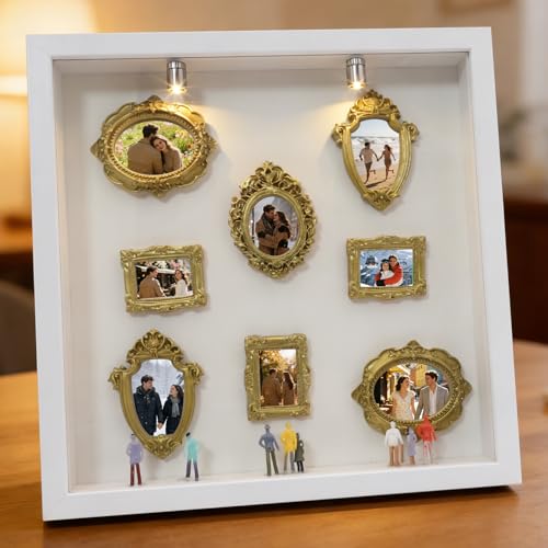 Shadow box avec éclairage LED et vitrine miniature pour salon
