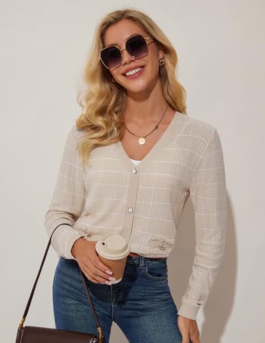 Image of Womens Summer Cardigan Sweaters Open Front Long Sleeve Lightweight Knit Cardigans L