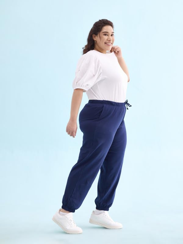 Image of GO COLORS Cotton Stretch Casual Joggers Full Length for Women| Mid Rise