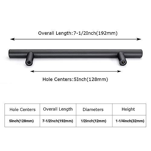 LONTAN 15 Pack Black Kitchen Handles 128mm Black Cupboard Handles Kitchen Door Pulls Drawer Pulls for Cabinet Wardrobe Bathroom Stainless Steel - Image 3
