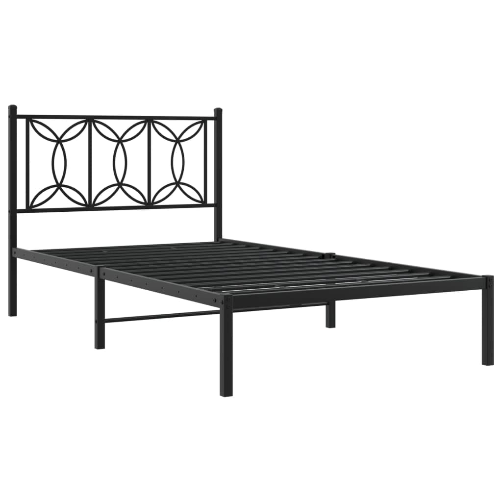 vidaXL Estructura de Cama con cabecero Metal Negro 100x190 cm, armazón de Cama, Cama, Muebles de Dormitorio, Marco de Cama, Cama Individual