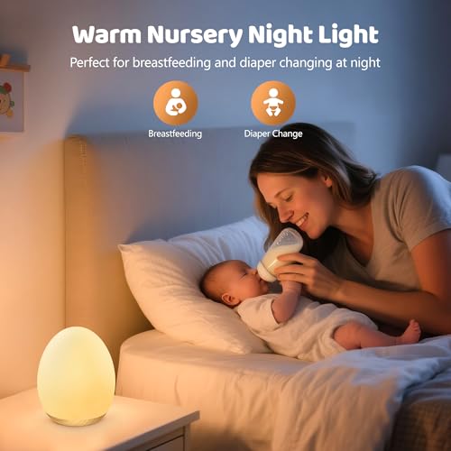 Image of Night Light for Kids, 7 Colors Changing Egg Light for Nursery | Stepless Dimming, Soft Silicone Touch Night Lamp with 1 Hour Timer, Rechargeable Nursery Night for Breastfeeding