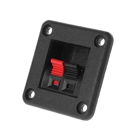 Croptronia (Pack of 10) 2 Pins Square Spring Clip Speaker Terminal Block Audio Amplifier PCB Mount Jointing Clamp Connector 4
