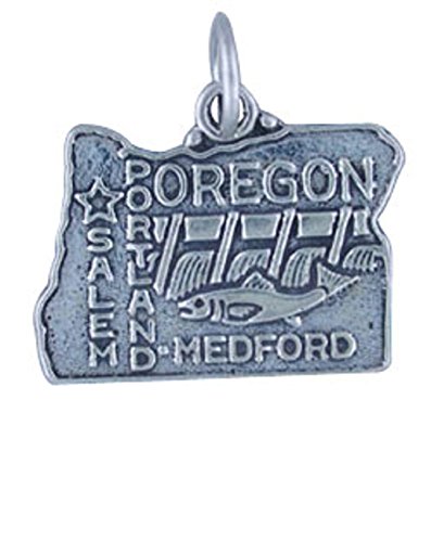 Sterling Silver 20" Mens Unisex 1.5mm Box Chain OREGON State Pendant Necklace