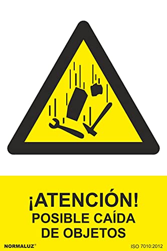 Normaluz Rd31009 - Señal ¡Atención! Posible Caida De Objetos Pvc Glasspack 0,7 Mm 30X40 Cm Con Cte, Ripci