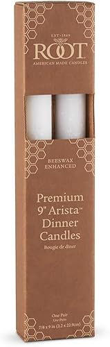 Miniatura 1 de Root Candles Velas rústicas sin perfume con mezcla de cera de abejas sin goteo Timberline Arista, 2 unidades, 9 pulgadas, color blanco