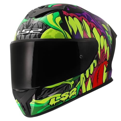 Casco Integral LS2 FF820 Rapid III LYCANT Purple Green Casco de Motocicleta con Visera Transparente, Interior Desmontable y Lavable, Sistema de Ventilación y Alta Protección (M 57/58)