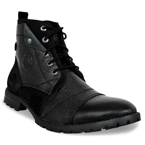 Image of Allen Cooper Genuine Premium Leather Luxury Memory Foam High-Top Boots Shoes For Men(ACCS-859,Black,Size-6,7,8,9,10,11)