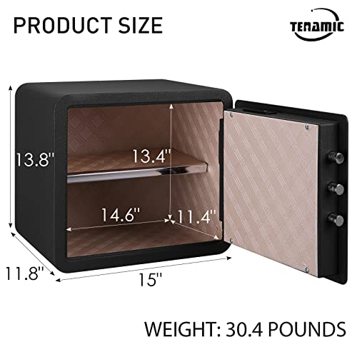 Tenamic Deluxe Biometric Fingerprint Safe Box Smart Touch Screen Fireproof Safe For Home Office Hotel 1.41 Cubic Feet #TOP1