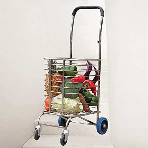 Zusammenklappbarer Mehrzweckwagen aus Edelstahl – leichter 4-Rad-Kletter-Einkaufstrolley, langlebiger Lebensmittel- und Wäsche-Organizer, tragbar für einfachen Transport – Bild 6