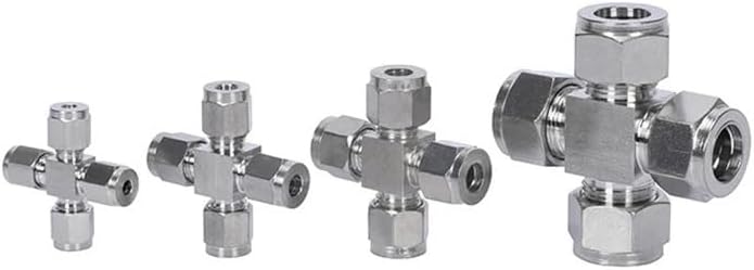 1PC 304 Stainless Steel Double Ferrule Straight Cross Fitting 16mm Tube Hex 4-way Equal diameter cross joint