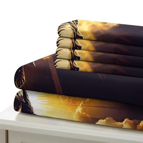 Housse de couette Jésus 3D king microfibre 220x240 3 pièces - 6