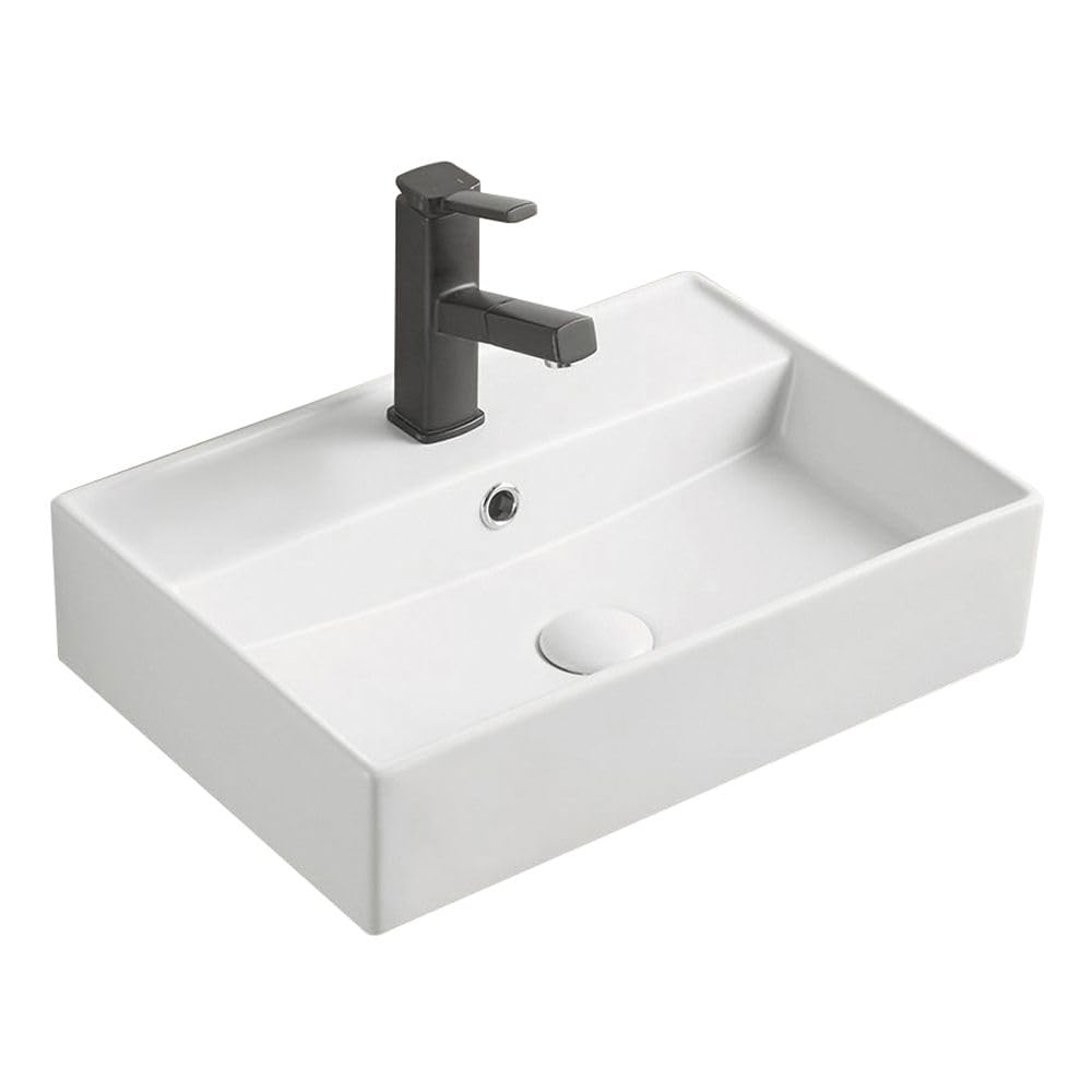 Milano Chalk Elements Rectangular Wall Hung 1 Tap Hole Bathroom Basin Sink - 500Mm X 350Mm
