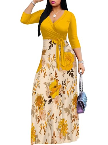 Image of PinkPatty Plus Size Maxi Dress for Women 3 /4 Sleeve Casual Long Dress