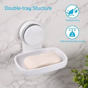Volumoon Savon Support Douche Auto Drainant, Boîte à Savon Blanc + Or, pour Cuisine et Salle de Bain Volumoon Savon Support Douche Auto Drainant, Boîte à Savon Blanc + Or, pour Cuisine et Salle de Bain