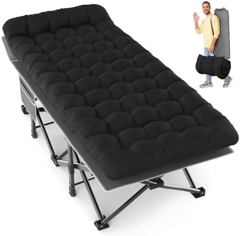 Slendor XXL Folding Camping Cot for Adults with Mattress Pillow C...