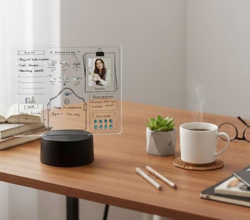 Image of IGP Custom Daily Journal LED Lamp | Same Day Delivery | Rewritable Acrylic to-Do List Board | Desk Decor & Productivity Gift for Boss, Co-Worker & Employees