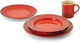 Le Creuset Stoneware 16-Piece Dinnerware Set, Cerise (Cherry Red)