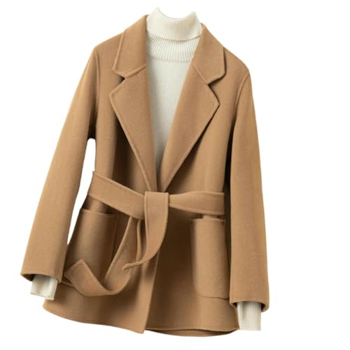 Veste en cachemire femme courte slim fit en tweed marron automne hiver