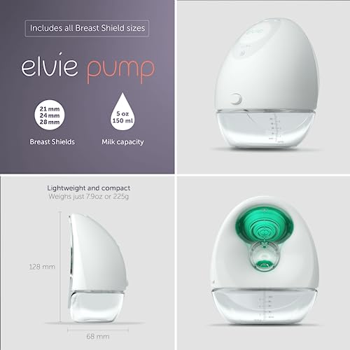 Elvie Breast Pump - Double, Wearable Breast Pump with App - The Smallest, Quietest Electric Breast Pump - Portable Breast Pumps Hands Free & Discreet - 3 Breast Shield Sizes Included