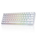 Tezarre TK61Pro Bluetooth/2.4G/USB 60% Mechanical Gaming Keyboard RGB Hotswappable PBT Keycaps Wireless/Wired Keyboard for Windows PC Gamer (Gateron Optical Brown)