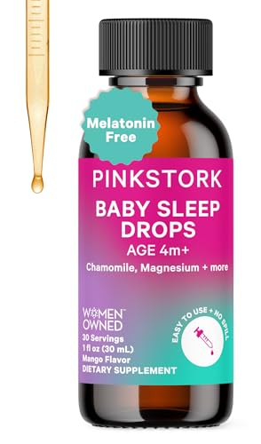 Image of Pink Stork Baby Sleep Drops, Naturally Support Sleep Without Melatonin for Infants, Toddlers, and Kids, Aid Sleep with Chamomile and Magnesium, Baby Essentials for Bedtime, 1 oz, 30 Servings