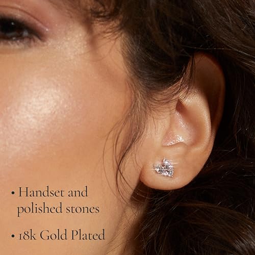 Nadri 18K Gold Plated Heart Earrings - Earrings for Women, Gold Studs, Gold Stud Earrings, Heart Studs for Women3