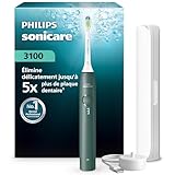 Brosse à dents électrique Philips Sonicare série 3000 – capteur de pression, 3 intensités, EasyStart, SmarTimer, 14 jours d’autonomie, étui de voyage, coloris vert forêt, HX4033/26, [Nouveau]