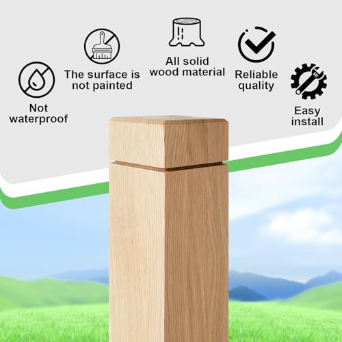 Image of CroBlissful 2 Pcs 3 inch x 3 inch x 48 inch Solid White Oak Stair Newel Post with a Single Groove Notched Newel Wood Balusters for Staircase Interior Railing Newels for Stair Handrails