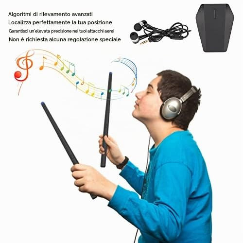 Batteria Elettronica Ad Aria con Controllo Sensoriale, Bacchetta Virtuale, Tamburo Pratico MIDI Portatile per Adulti e Bambini