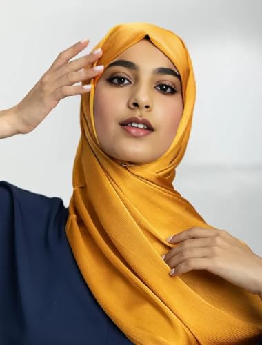 Image of Premium Muna Satin Hijab | Pack of 3 | 200 cm x 70 cm | Elegant Choice for All Occasions - Parties, Weddings & Festivals |