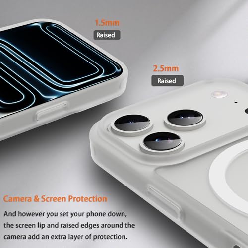 Image of Magnetic for iPhone 17 Pro Max Phone Case, [Compatible with MagSafe], Screen Protector X1, [Military Grade Drop Protection],Matte Finish,Slim,Shockproof,Protective (Frosted White, 17 pro max)