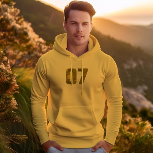 Sweat à capuche jaune moutarde 07 unisexe décontracté